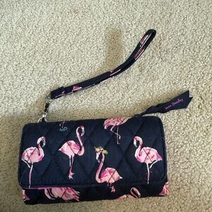 Vera Bradley Pink and Black Flamingo Clutch